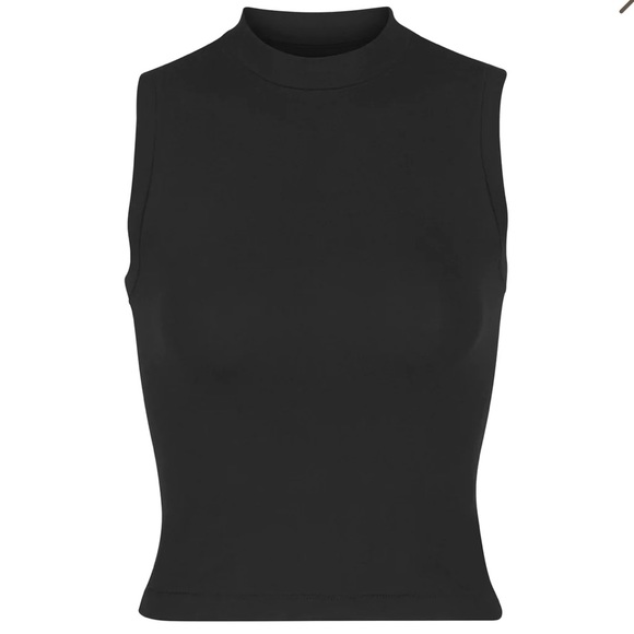 SKIMS Tops Skims Cotton Jersey Mock Neck Tank Small Soot Sold Out